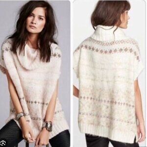FREE PEOPLE NWOT Snow Bunny Fair Isle Cowl Neck Sweater Oversized Alpaca Blend S
